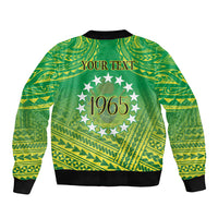 Cook Islands Constitution Day Sleeve Zip Bomber Jacket Kuki Airani Since 1965 LT9 - Polynesian Pride