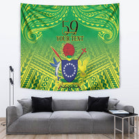 Cook Islands Constitution Day Tapestry Kuki Airani Since 1965 LT9 Green - Polynesian Pride