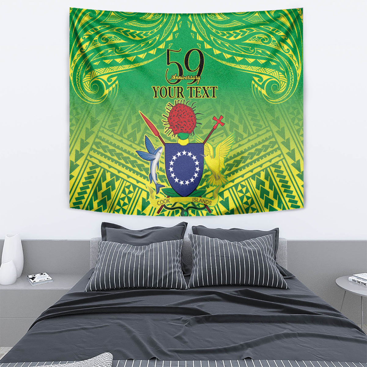 Cook Islands Constitution Day Tapestry Kuki Airani Since 1965 LT9 - Polynesian Pride