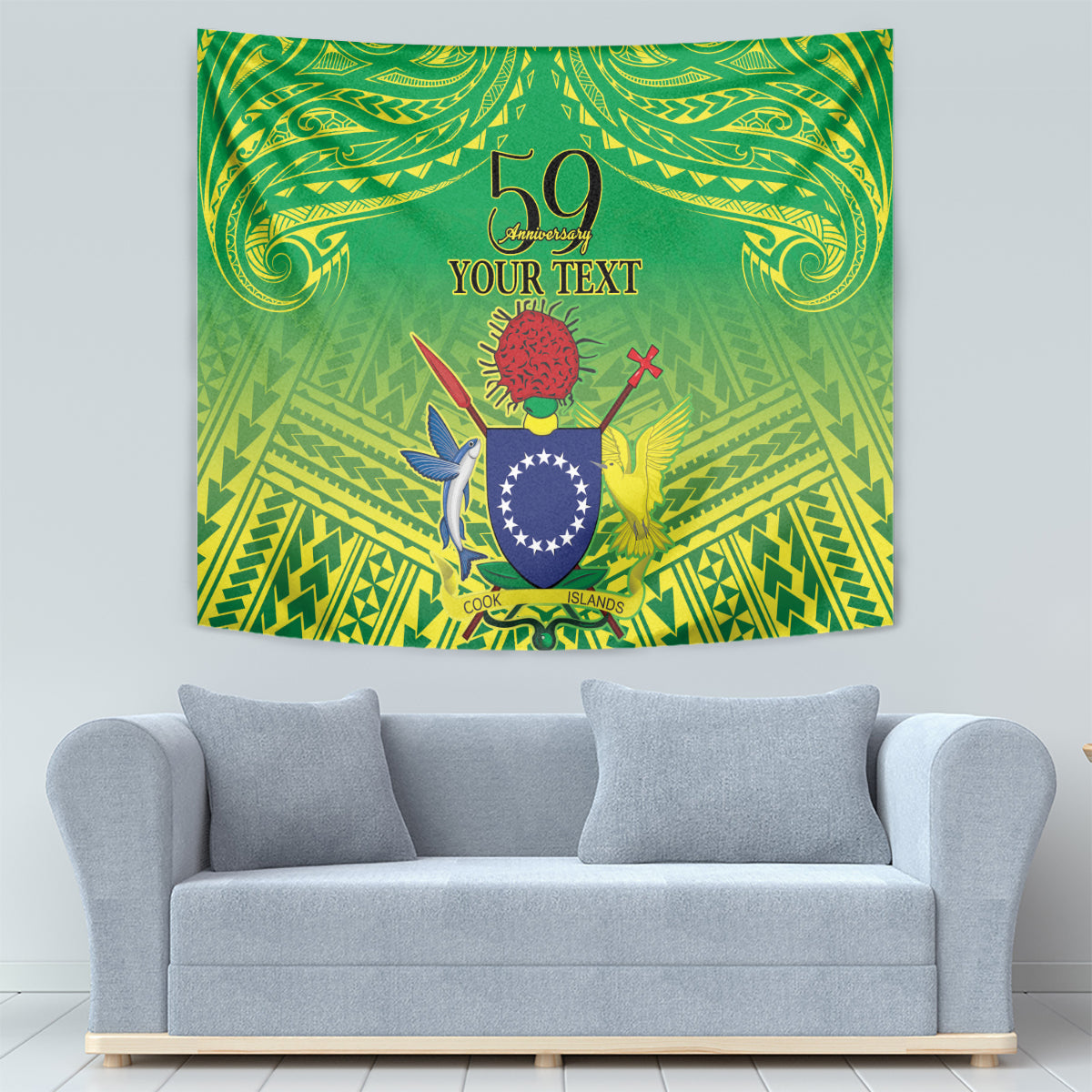 Cook Islands Constitution Day Tapestry Kuki Airani Since 1965 LT9 - Polynesian Pride