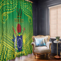 Cook Islands Constitution Day Window Curtain Kuki Airani Since 1965 LT9 - Polynesian Pride