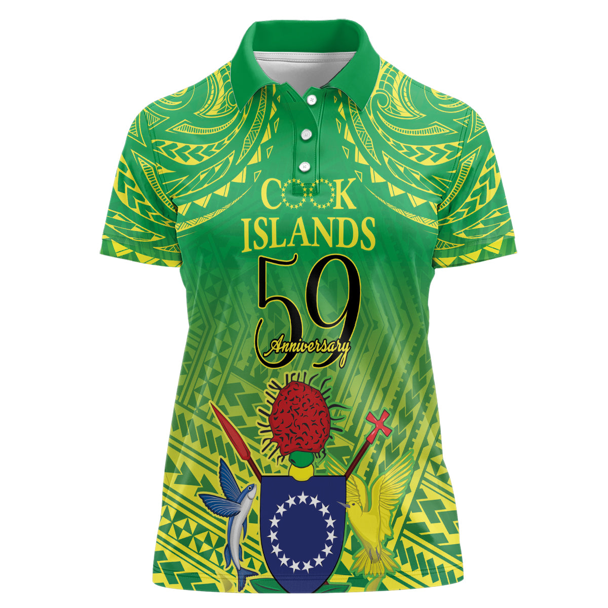 Cook Islands Constitution Day Women Polo Shirt Kuki Airani Since 1965