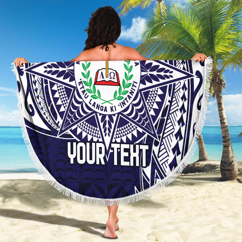 Personalised Tonga Sia'atoutai Theological College Beach Blanket Since 1948 Special Kupesi Pattern LT9 - Polynesian Pride