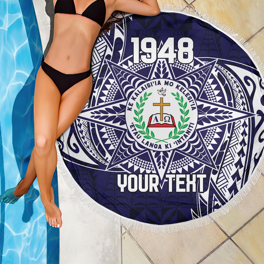 Personalised Tonga Sia'atoutai Theological College Beach Blanket Since 1948 Special Kupesi Pattern LT9 - Polynesian Pride