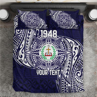 Personalised Tonga Sia'atoutai Theological College Bedding Set Since 1948 Special Kupesi Pattern LT9 Navy - Polynesian Pride
