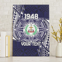 Personalised Tonga Sia'atoutai Theological College Canvas Wall Art Since 1948 Special Kupesi Pattern LT9 Without Frame Navy - Polynesian Pride