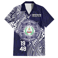 Personalised Tonga Sia'atoutai Theological College Family Matching Short Sleeve Bodycon Dress and Hawaiian Shirt Since 1948 Special Kupesi Pattern LT9 Dad's Shirt - Short Sleeve Navy - Polynesian Pride
