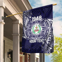 Personalised Tonga Sia'atoutai Theological College Garden Flag Since 1948 Special Kupesi Pattern LT9 House Flag Navy - Polynesian Pride
