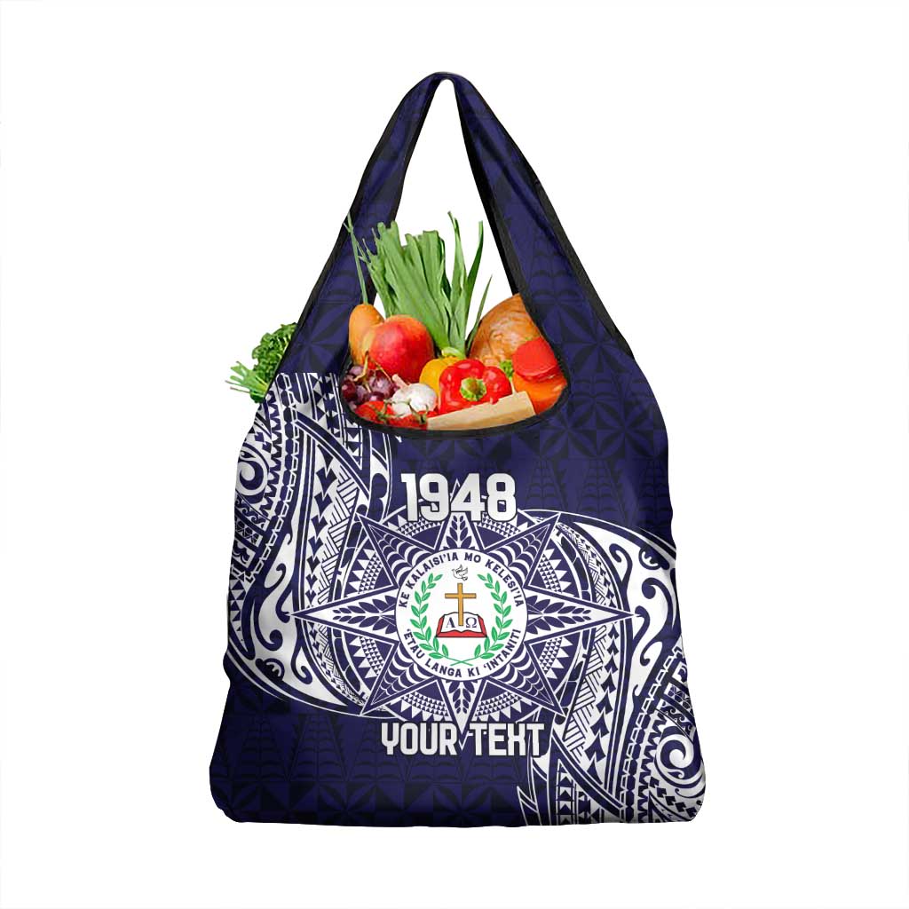Personalised Tonga Sia'atoutai Theological College Grocery Bag Since 1948 Special Kupesi Pattern LT9 1-pack One Size Navy - Polynesian Pride