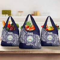 Personalised Tonga Sia'atoutai Theological College Grocery Bag Since 1948 Special Kupesi Pattern LT9 3-pack One Size Navy - Polynesian Pride