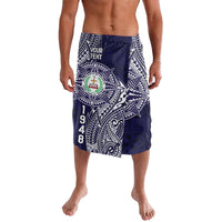 Personalised Tonga Sia'atoutai Theological College Lavalava Since 1948 Special Kupesi Pattern LT9 Navy - Polynesian Pride