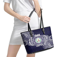 Personalised Tonga Sia'atoutai Theological College Leather Tote Bag Since 1948 Special Kupesi Pattern LT9 - Polynesian Pride