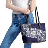 Personalised Tonga Sia'atoutai Theological College Leather Tote Bag Since 1948 Special Kupesi Pattern LT9 - Polynesian Pride