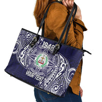 Personalised Tonga Sia'atoutai Theological College Leather Tote Bag Since 1948 Special Kupesi Pattern LT9 - Polynesian Pride