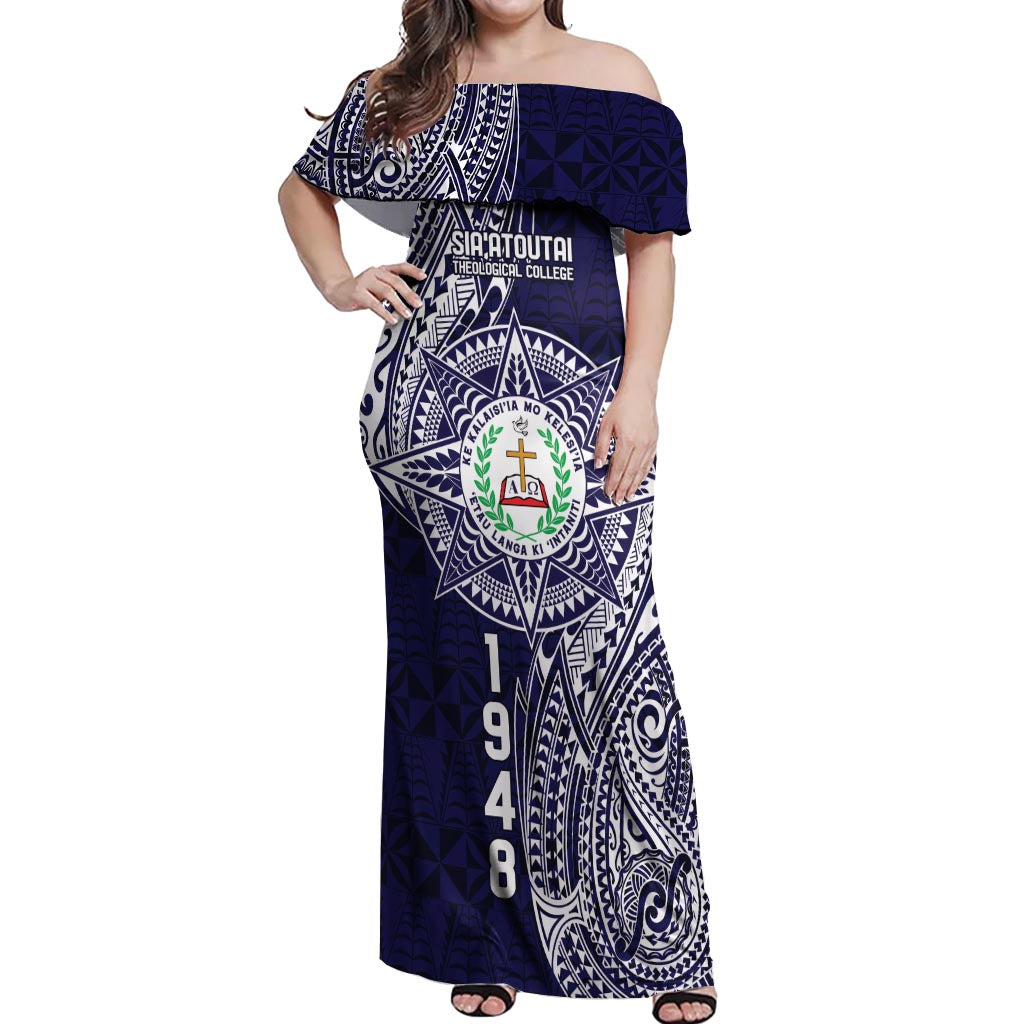 Personalised Tonga Sia'atoutai Theological College Off Shoulder Maxi Dress Since 1948 Special Kupesi Pattern