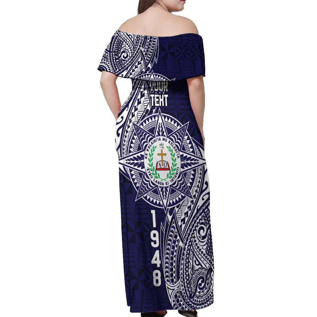 Personalised Tonga Sia'atoutai Theological College Off Shoulder Maxi Dress Since 1948 Special Kupesi Pattern