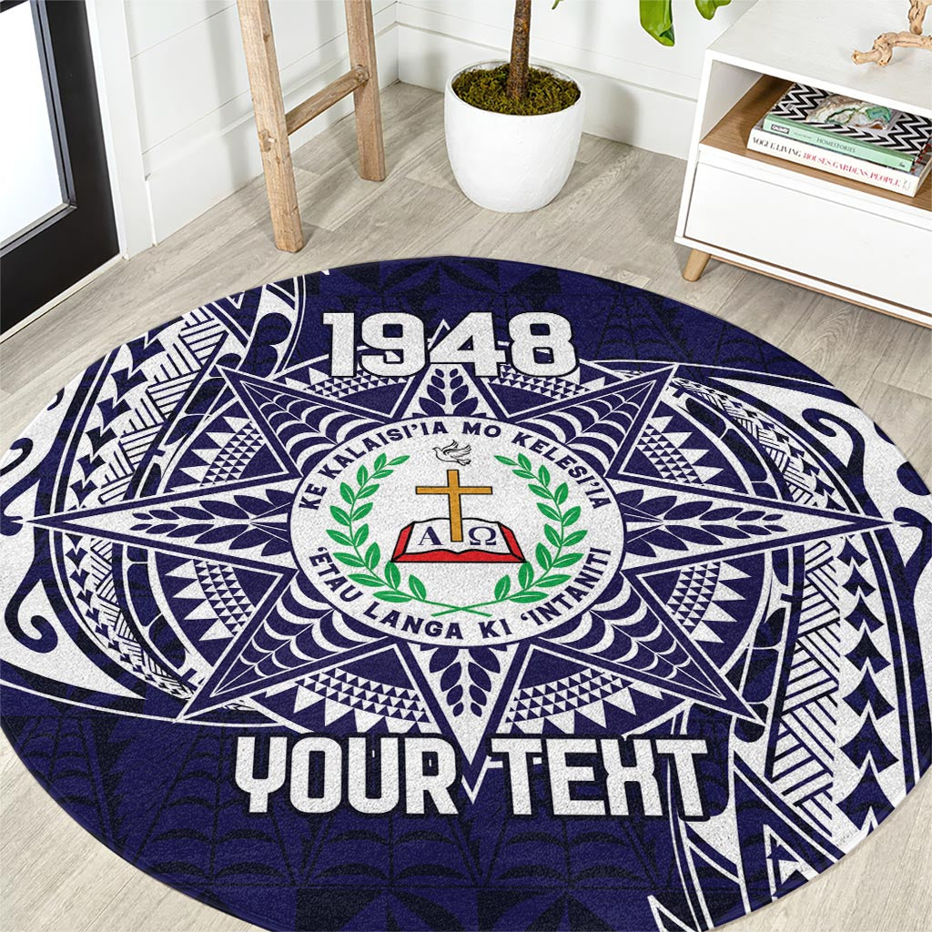 Personalised Tonga Sia'atoutai Theological College Round Carpet Since 1948 Special Kupesi Pattern
