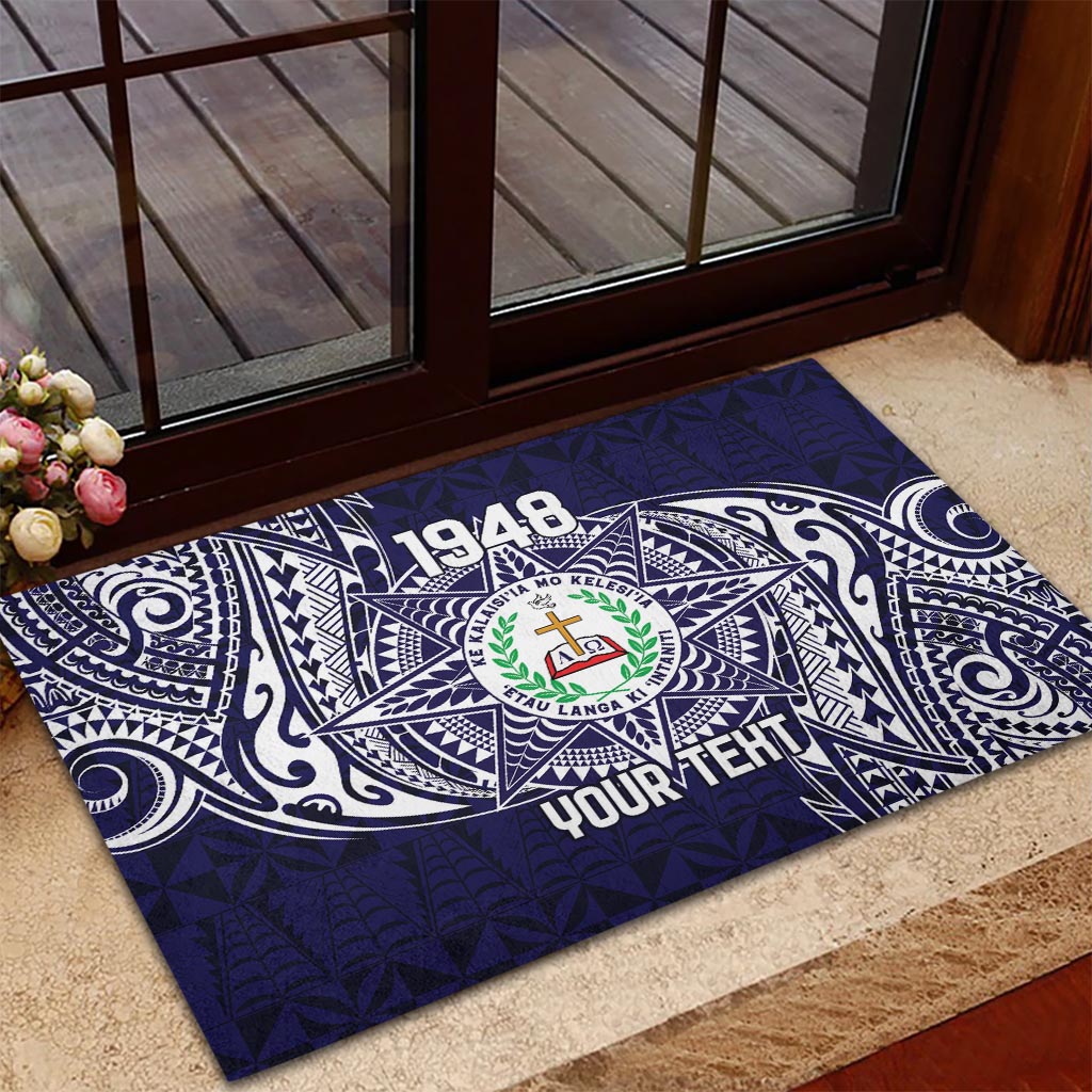 Personalised Tonga Sia'atoutai Theological College Rubber Doormat Since 1948 Special Kupesi Pattern LT9 - Polynesian Pride