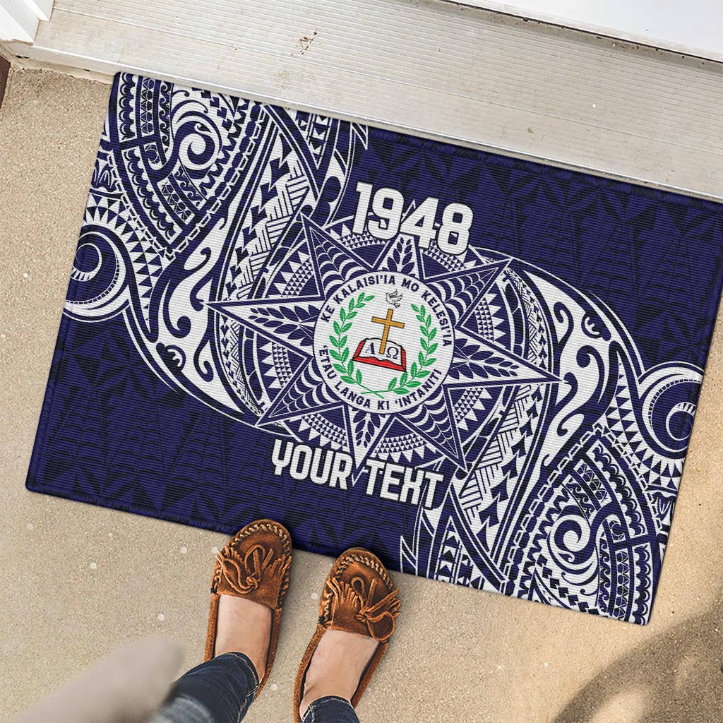 Personalised Tonga Sia'atoutai Theological College Rubber Doormat Since 1948 Special Kupesi Pattern LT9 - Polynesian Pride