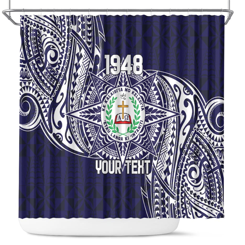 Personalised Tonga Sia'atoutai Theological College Shower Curtain Since 1948 Special Kupesi Pattern