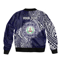 Personalised Tonga Sia'atoutai Theological College Sleeve Zip Bomber Jacket Since 1948 Special Kupesi Pattern LT9 - Polynesian Pride