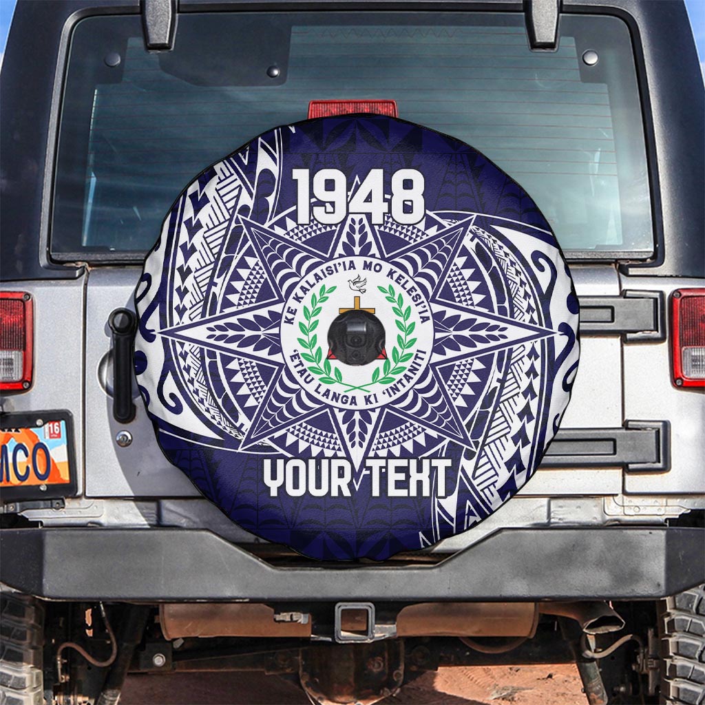 Personalised Tonga Sia'atoutai Theological College Spare Tire Cover Since 1948 Special Kupesi Pattern LT9 Navy - Polynesian Pride