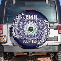 Personalised Tonga Sia'atoutai Theological College Spare Tire Cover Since 1948 Special Kupesi Pattern LT9 Navy - Polynesian Pride