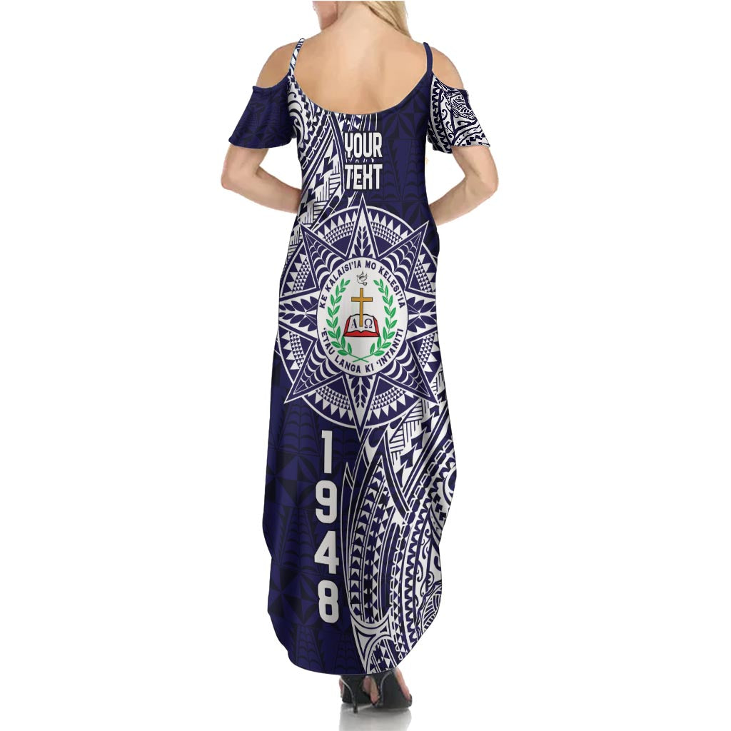 Personalised Tonga Sia'atoutai Theological College Summer Maxi Dress Since 1948 Special Kupesi Pattern LT9 - Polynesian Pride