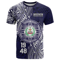 Personalised Tonga Sia'atoutai Theological College T Shirt Since 1948 Special Kupesi Pattern LT9 Navy - Polynesian Pride