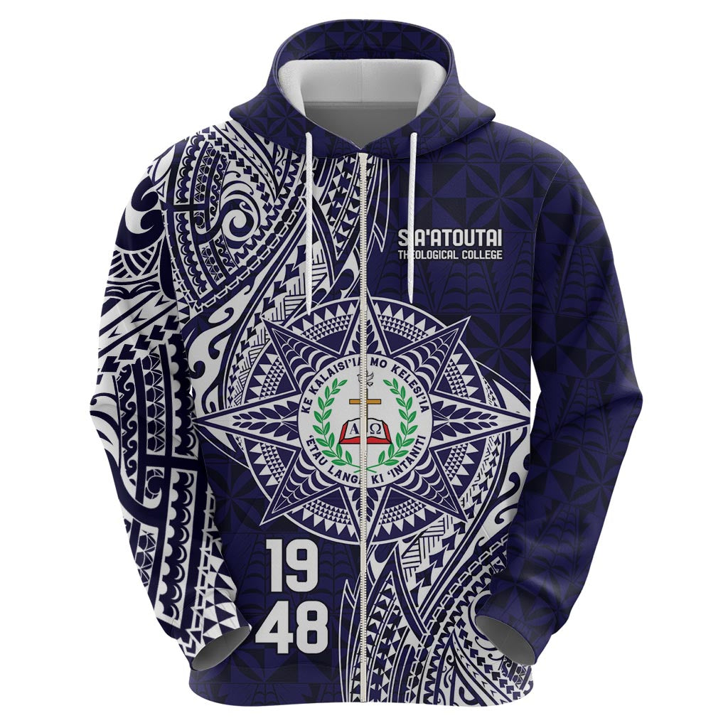 Personalised Tonga Sia'atoutai Theological College Zip Hoodie Since 1948 Special Kupesi Pattern
