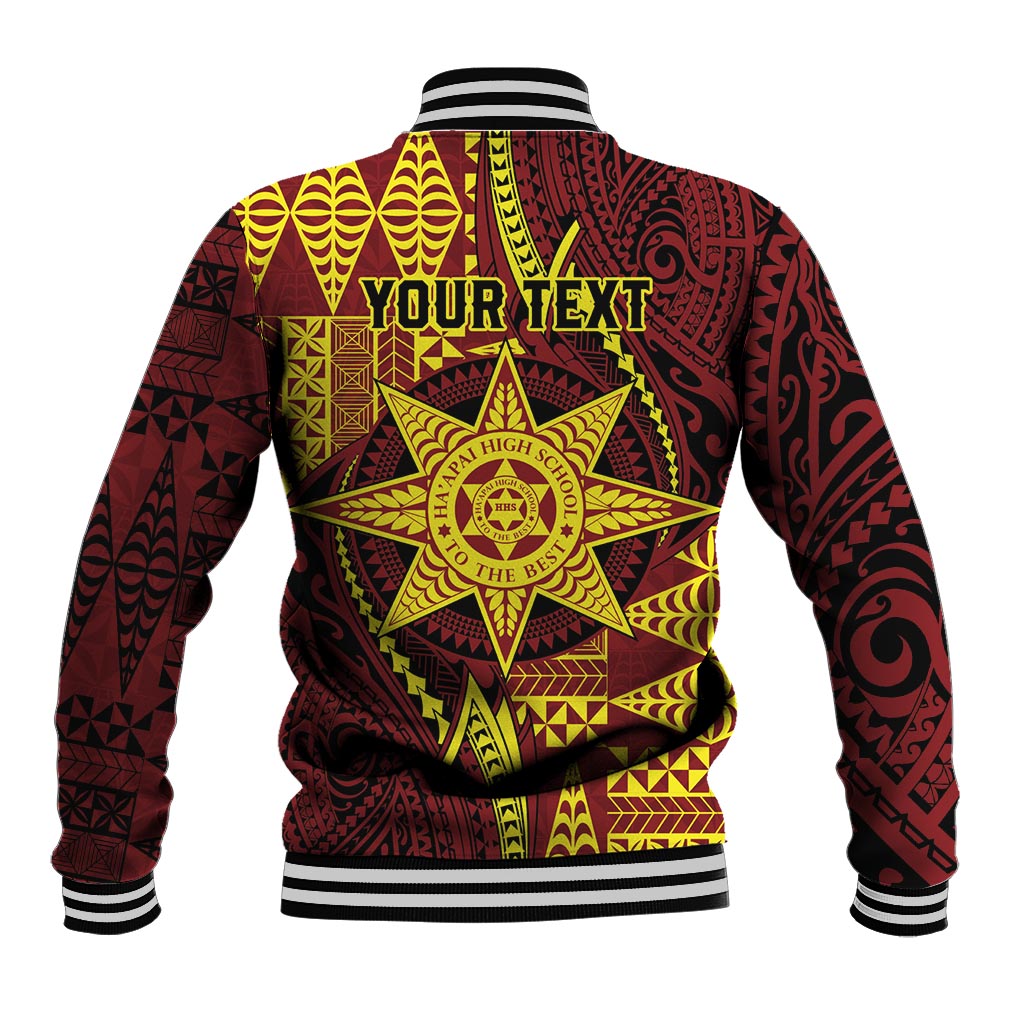 Personalised Tonga Haapai High School Baseball Jacket Special Kupesi Pattern LT9 - Polynesian Pride