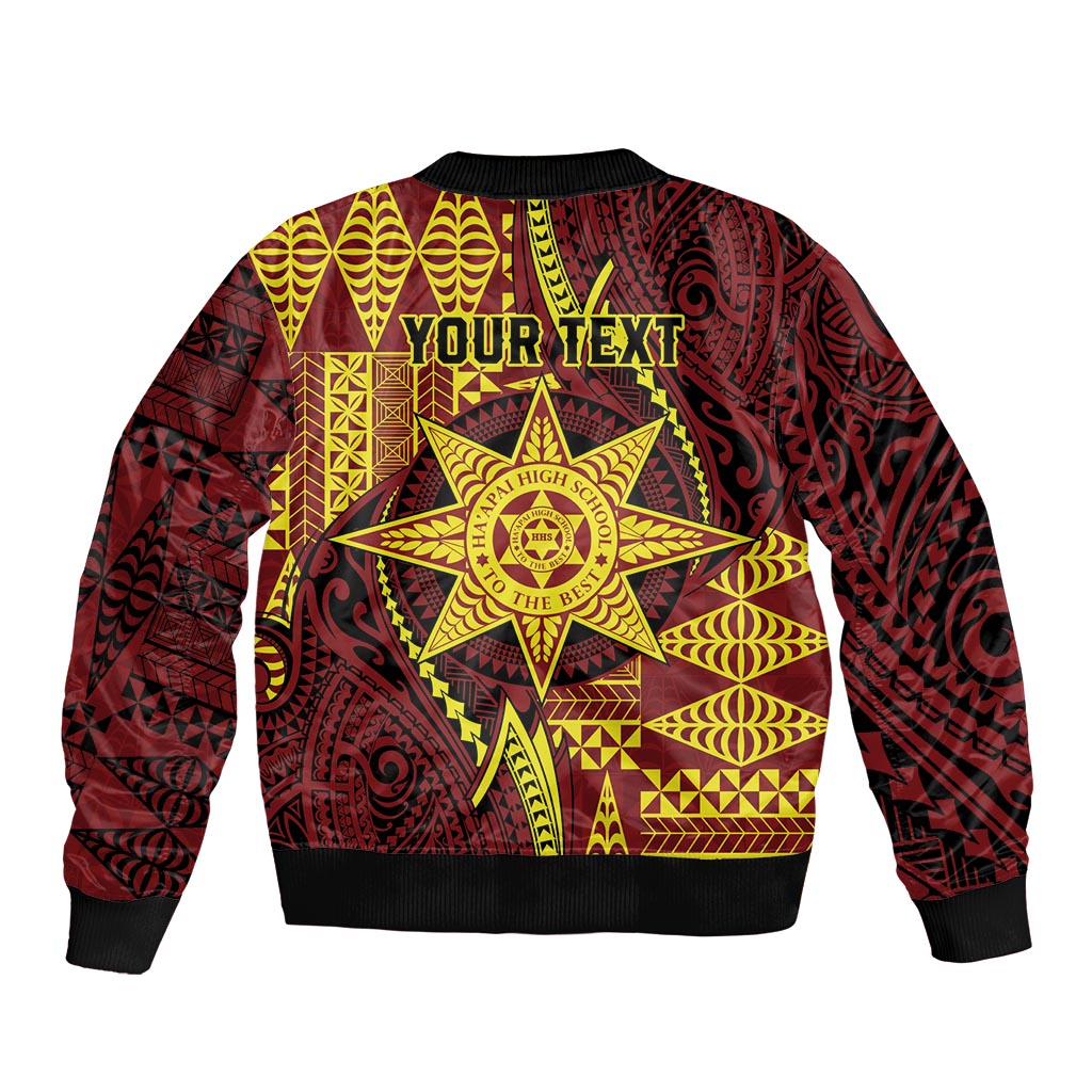 Personalised Tonga Haapai High School Bomber Jacket Special Kupesi Pattern LT9 - Polynesian Pride