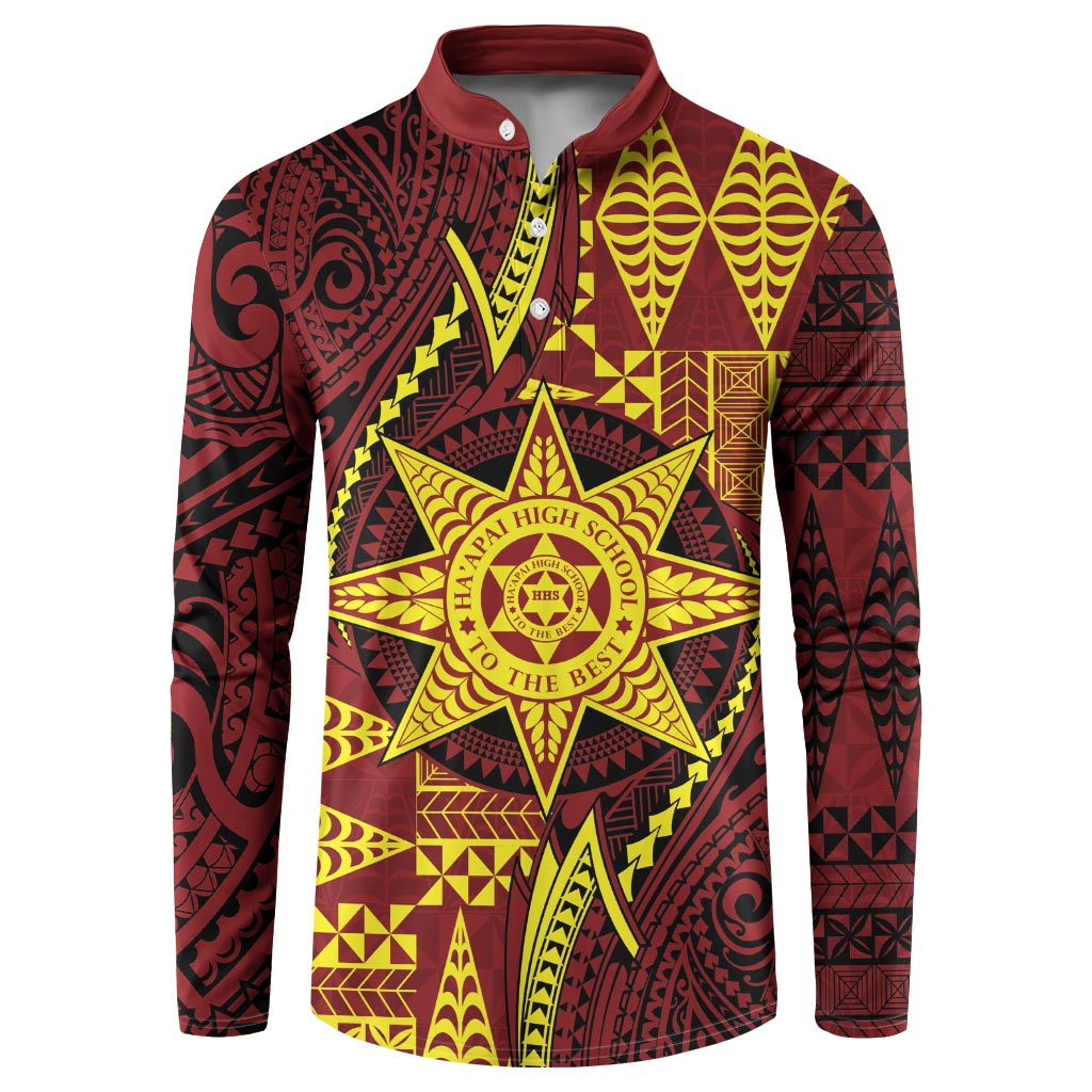 Personalised Tonga Haapai High School Button Sweatshirt Special Kupesi Pattern LT9 Gold - Polynesian Pride
