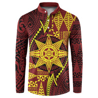 Personalised Tonga Haapai High School Button Sweatshirt Special Kupesi Pattern LT9 Gold - Polynesian Pride