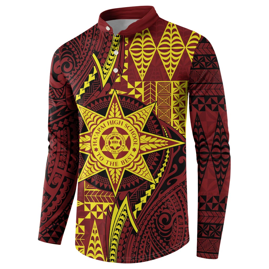 Personalised Tonga Haapai High School Button Sweatshirt Special Kupesi Pattern LT9 - Polynesian Pride