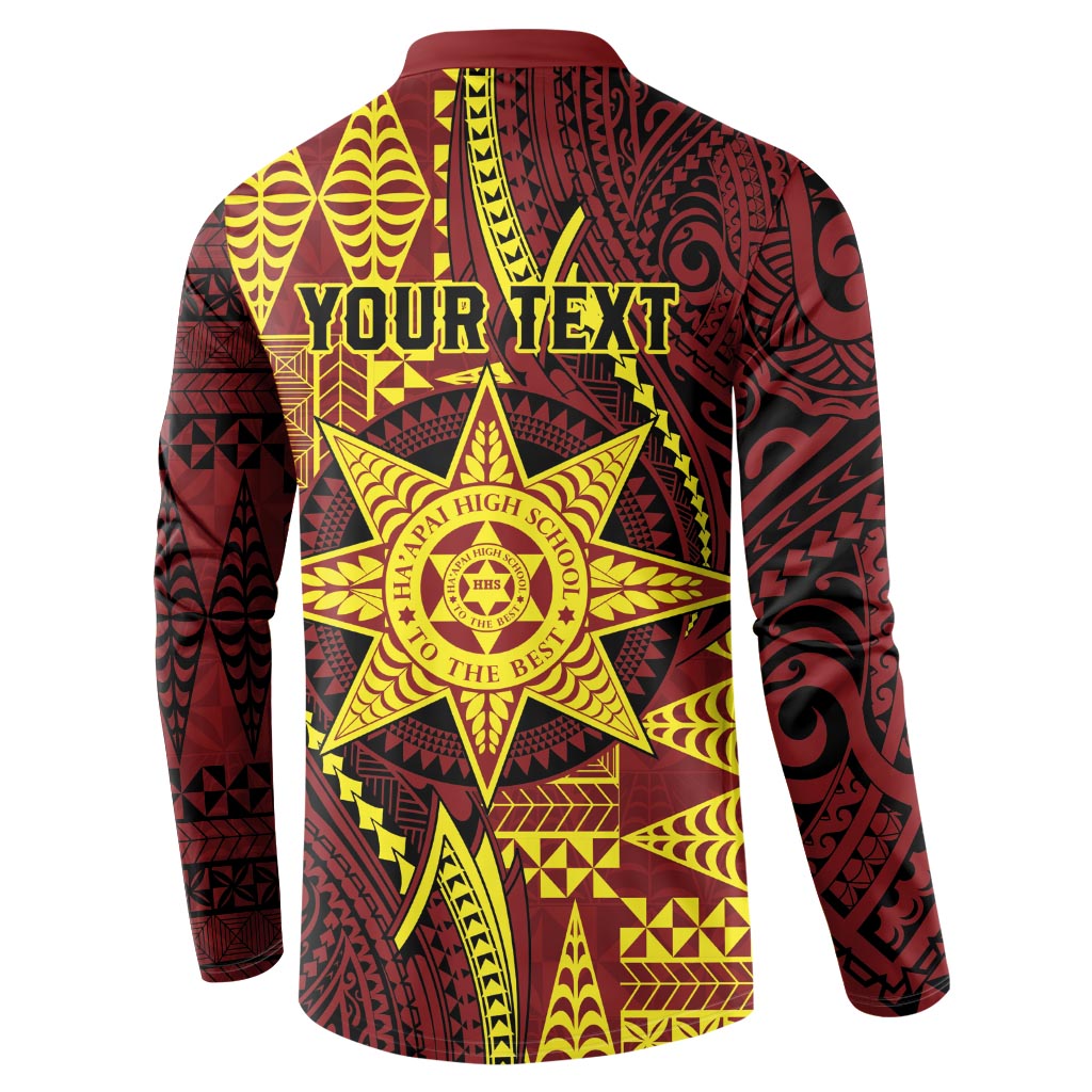 Personalised Tonga Haapai High School Button Sweatshirt Special Kupesi Pattern LT9 - Polynesian Pride