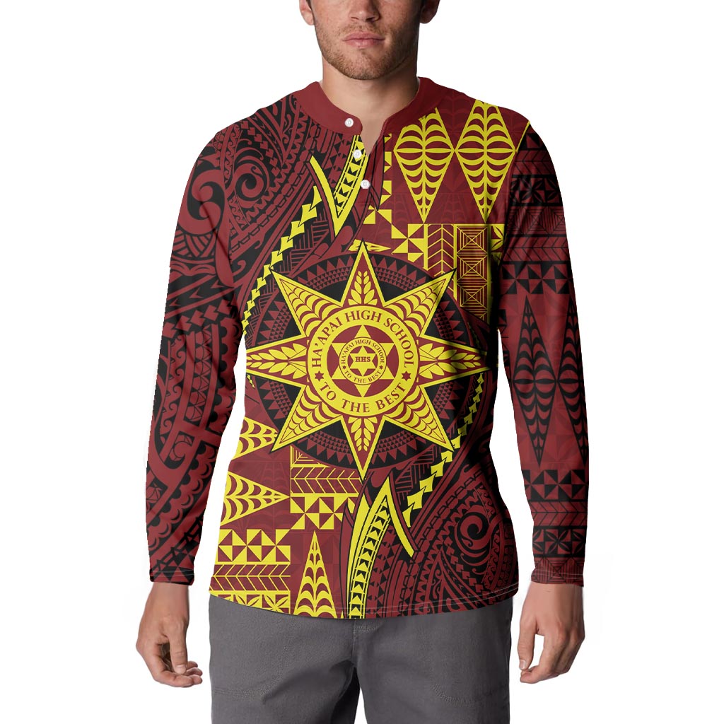 Personalised Tonga Haapai High School Button Sweatshirt Special Kupesi Pattern LT9 - Polynesian Pride
