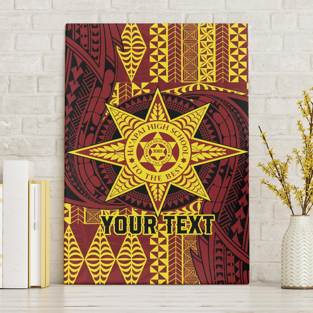Personalised Tonga Haapai High School Canvas Wall Art Special Kupesi Pattern LT9 Without Frame Gold - Polynesian Pride
