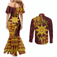 Personalised Tonga Haapai High School Couples Matching Mermaid Dress and Long Sleeve Button Shirt Special Kupesi Pattern LT9 - Polynesian Pride