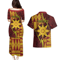 Personalised Tonga Haapai High School Couples Matching Puletasi and Hawaiian Shirt Special Kupesi Pattern LT9 - Polynesian Pride