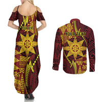 Personalised Tonga Haapai High School Couples Matching Summer Maxi Dress and Long Sleeve Button Shirt Special Kupesi Pattern LT9 - Polynesian Pride