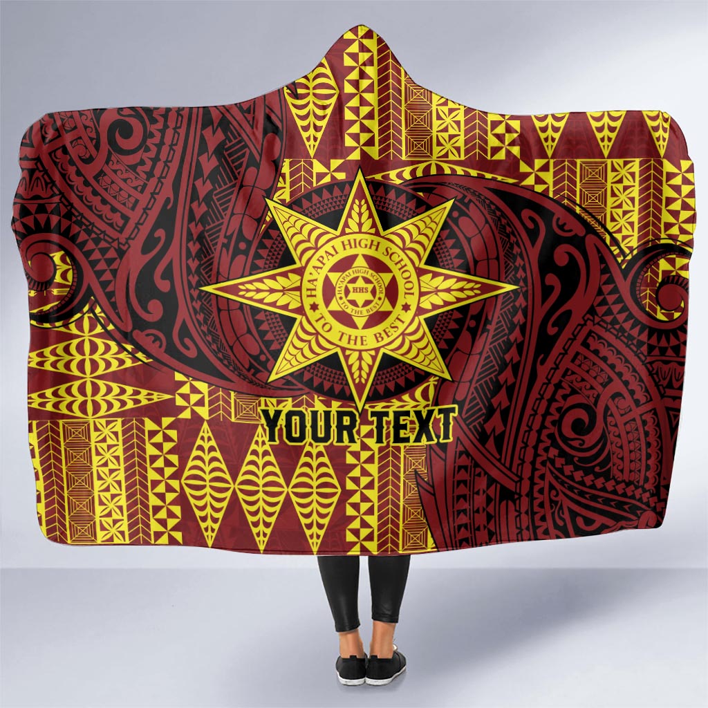 Personalised Tonga Haapai High School Hooded Blanket Special Kupesi Pattern LT9 One Size Gold - Polynesian Pride