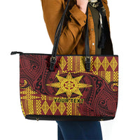 Personalised Tonga Haapai High School Leather Tote Bag Special Kupesi Pattern LT9 - Polynesian Pride