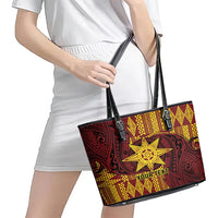 Personalised Tonga Haapai High School Leather Tote Bag Special Kupesi Pattern LT9 - Polynesian Pride