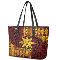 Personalised Tonga Haapai High School Leather Tote Bag Special Kupesi Pattern LT9 - Polynesian Pride