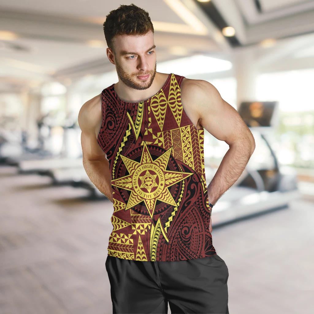 Personalised Tonga Haapai High School Men Tank Top Special Kupesi Pattern LT9 Gold - Polynesian Pride