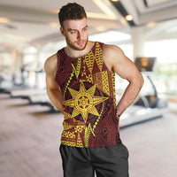 Personalised Tonga Haapai High School Men Tank Top Special Kupesi Pattern LT9 Gold - Polynesian Pride