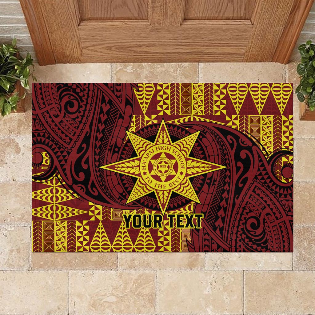 Personalised Tonga Haapai High School Rubber Doormat Special Kupesi Pattern