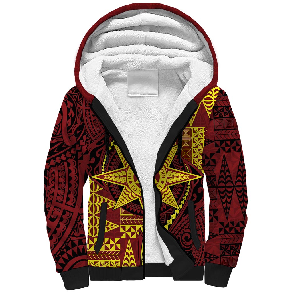 Personalised Tonga Haapai High School Sherpa Hoodie Special Kupesi Pattern