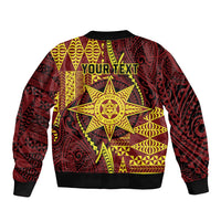 Personalised Tonga Haapai High School Sleeve Zip Bomber Jacket Special Kupesi Pattern LT9 - Polynesian Pride